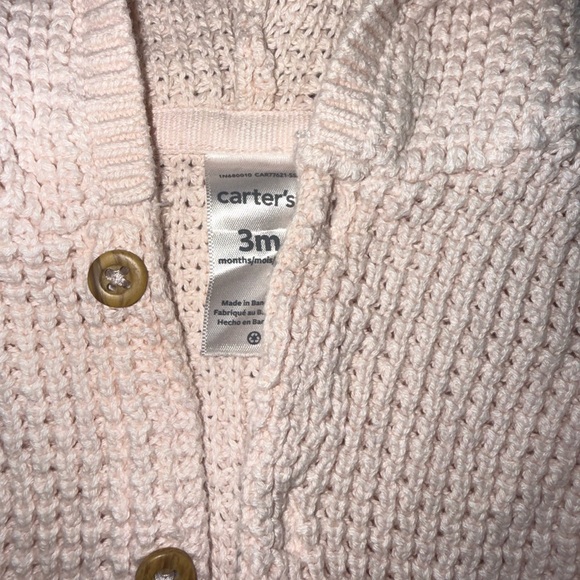 Carter's Soft Pink Knit Hooded Cardigan - Picture 2 of 2